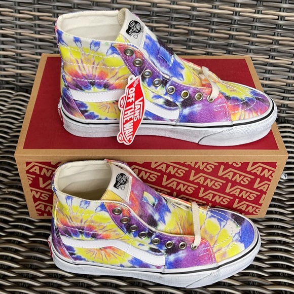 Vans Men’s SK8-Hi Tapered Washed Tie Dye/True White Sneakers - Picture 3 of 16